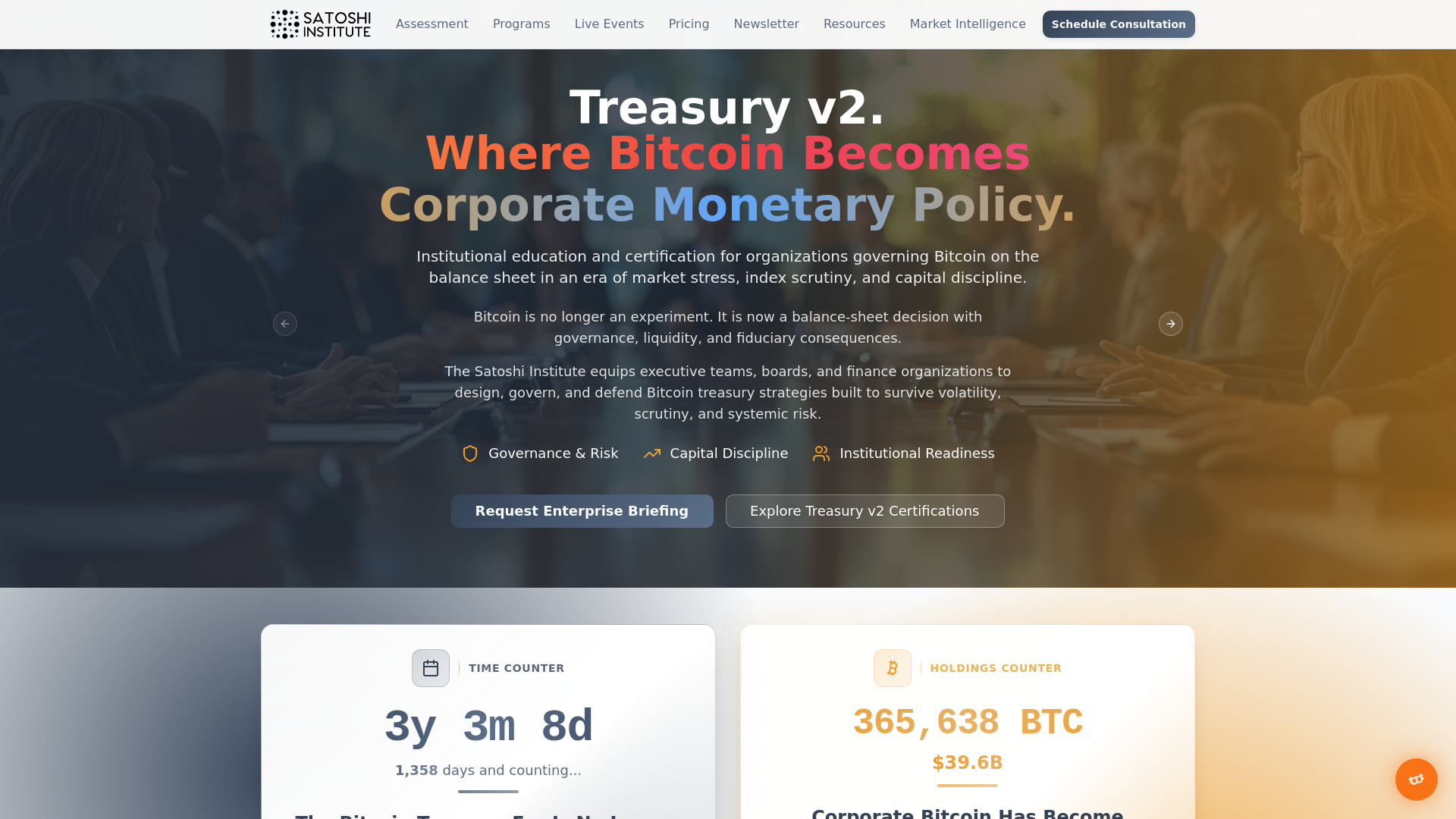 Satoshi Institute - Treasury v2 Bitcoin Governance & Institutional  Certification