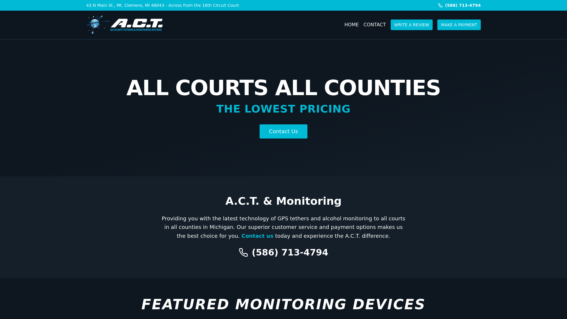 A.C.T. All County Tethers & Monitoring Systems | GPS Tethers Michigan