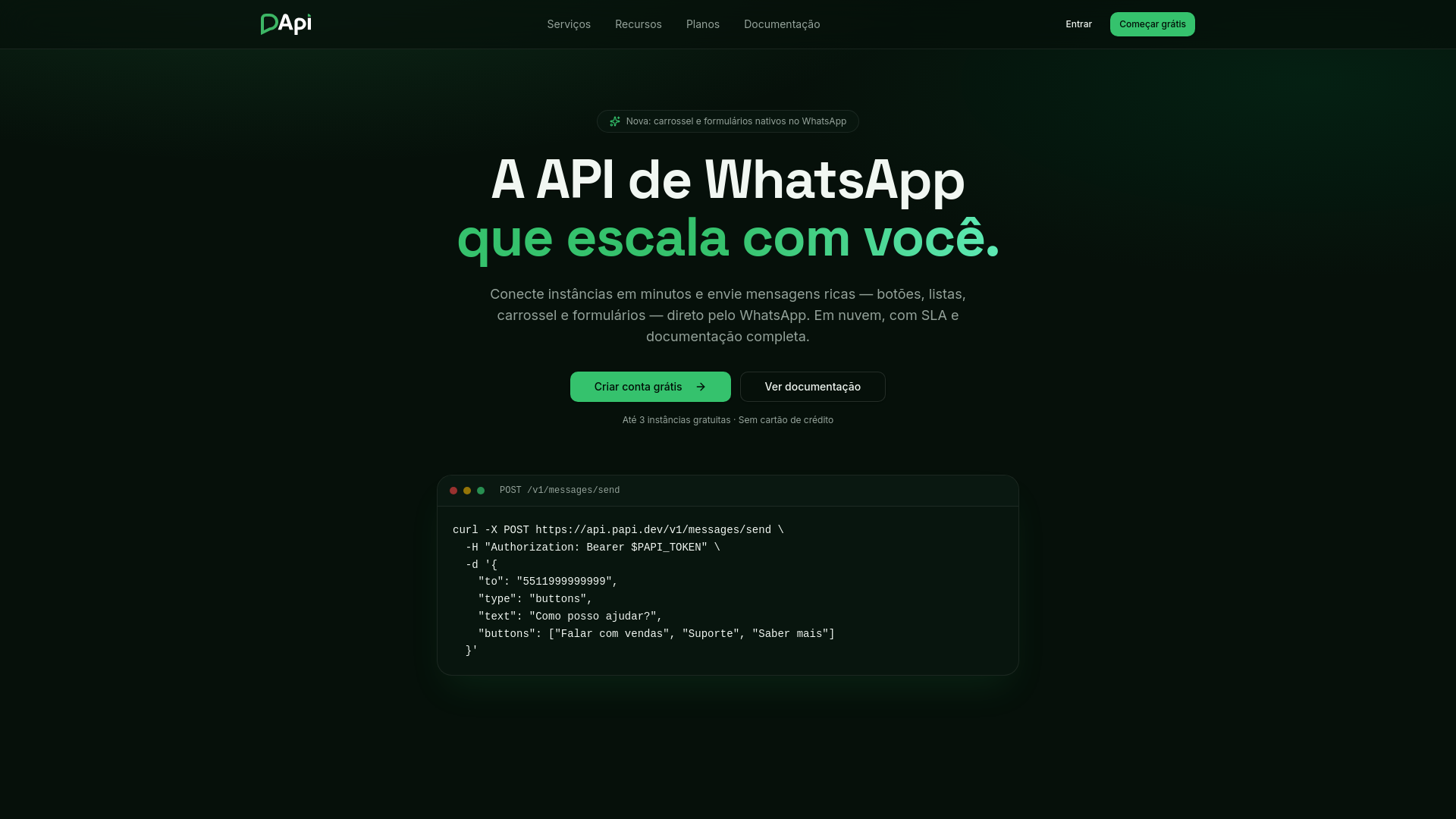 Papi — API de WhatsApp em nuvem para o seu negócio