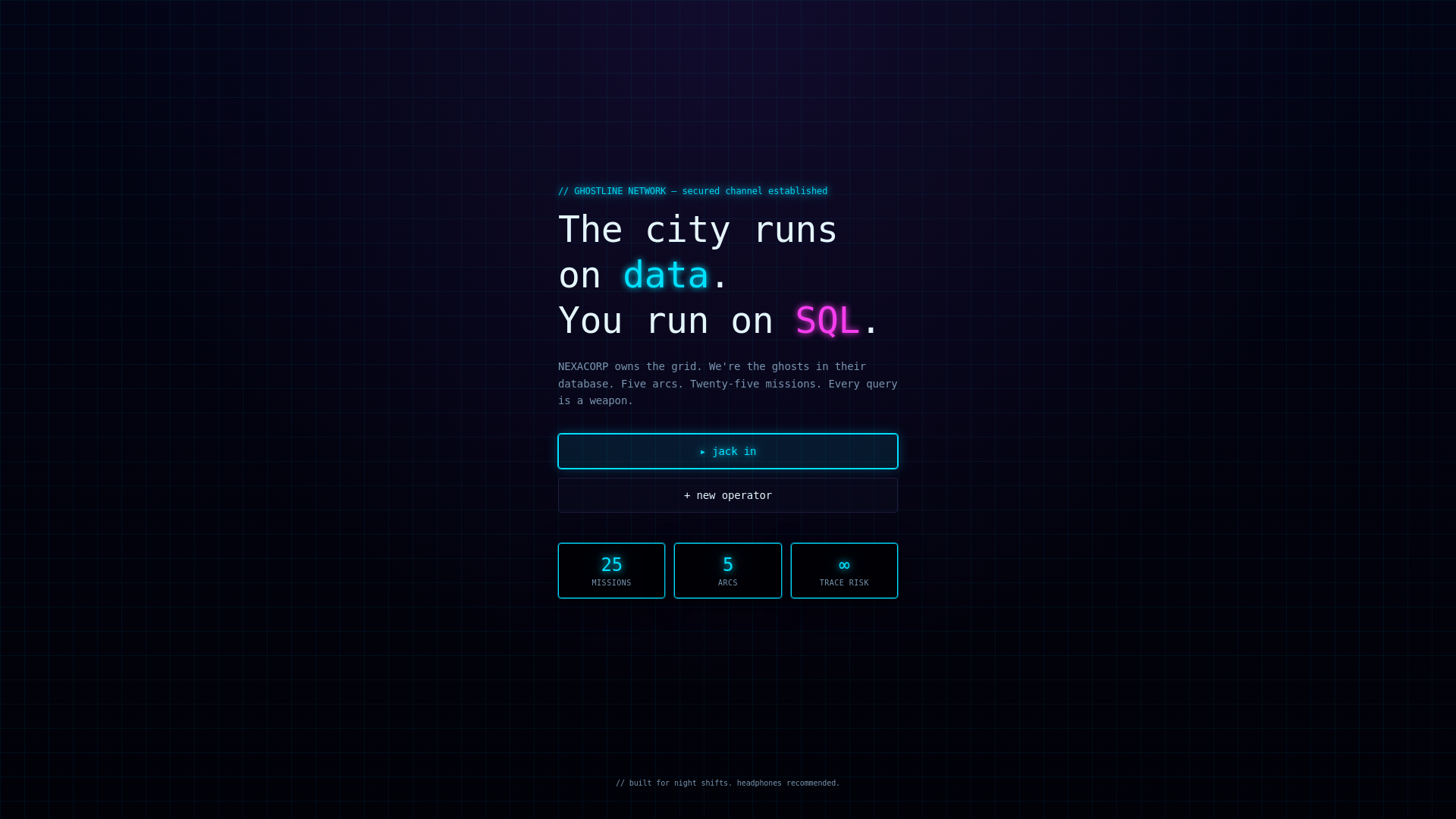 GHOSTLINE // SQL hacker game