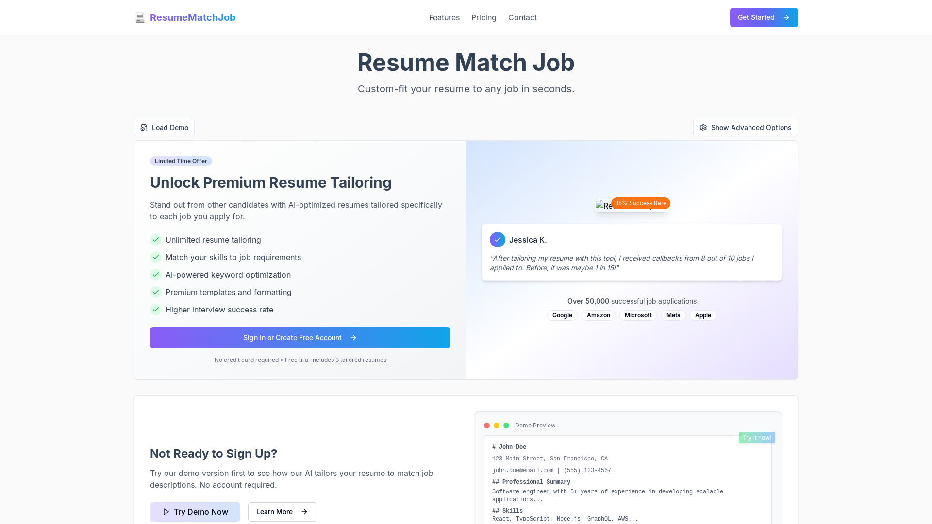 ResumeMatchJob - Custom-fit your resume to any job