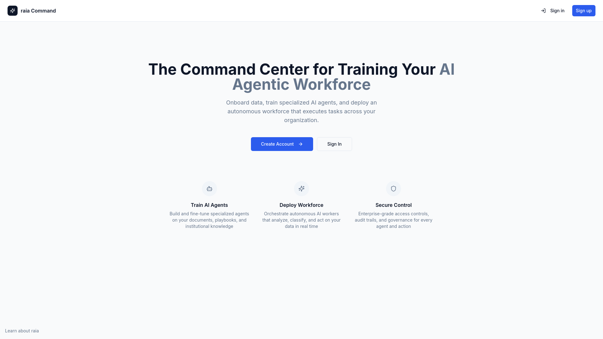 raia Command — Command Center for Your AI Agentic Workforce