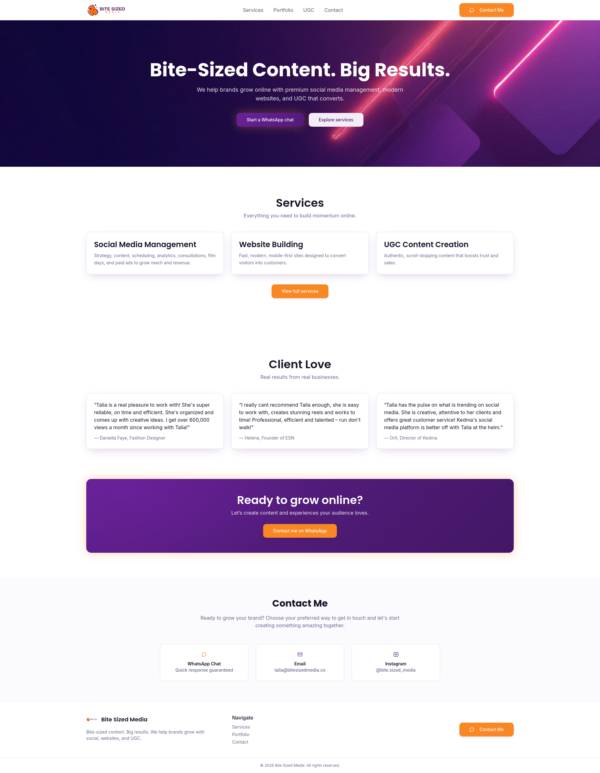 Bite Sized Media | Social Media, Websites, UGC