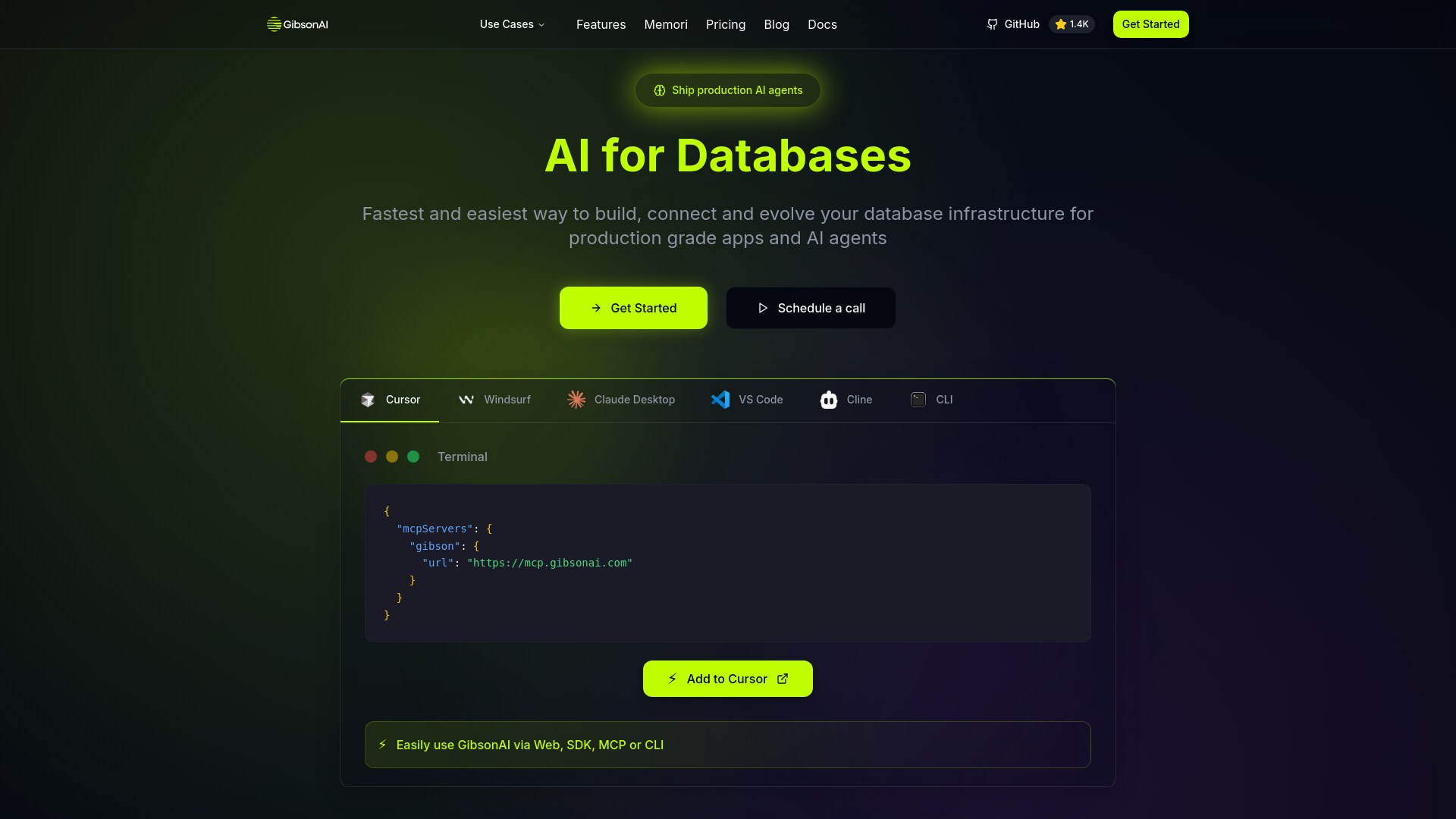 GibsonAI - The AI Data Platform logo