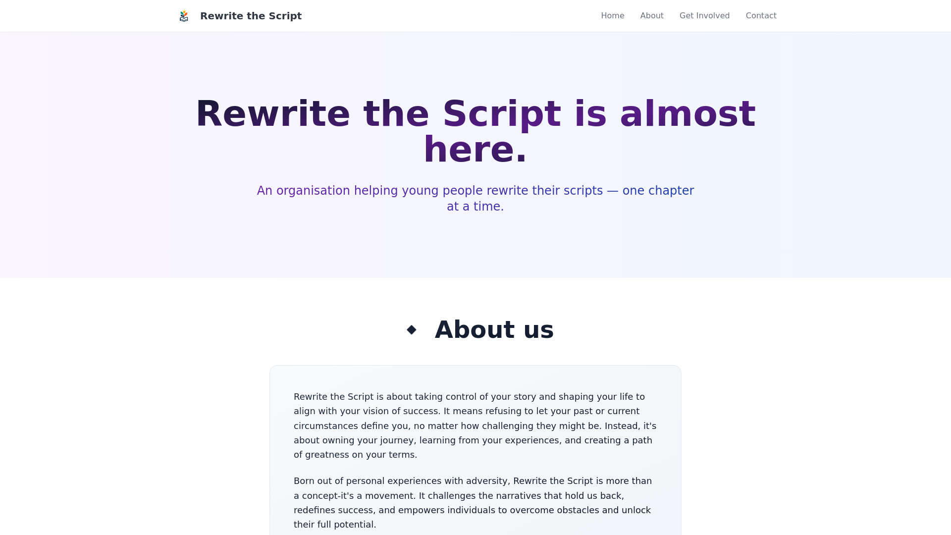 Rewrite the Script CIC | Empowering Young People to Overcome Adversity