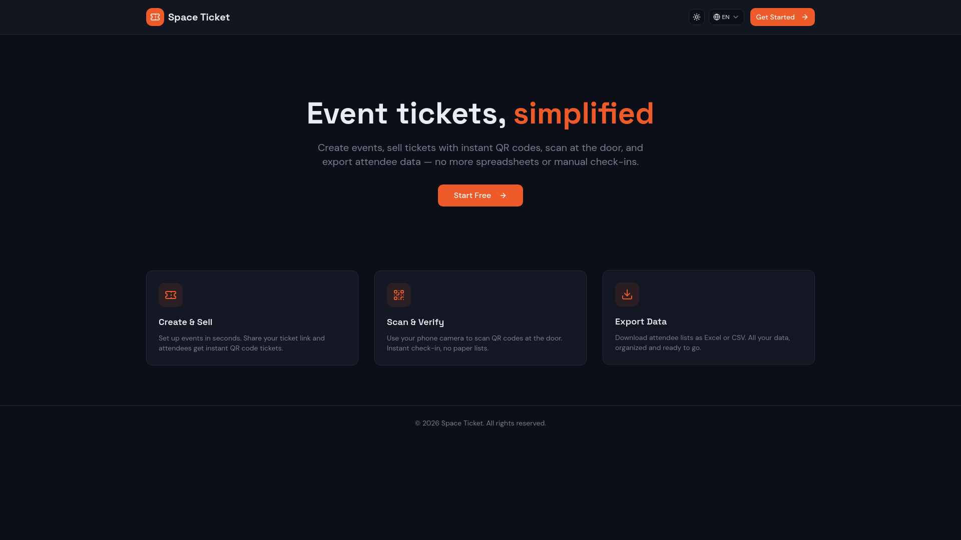 Ticket Feature Code Space Ticket — Create Events & Sell Tickets with QR Codes