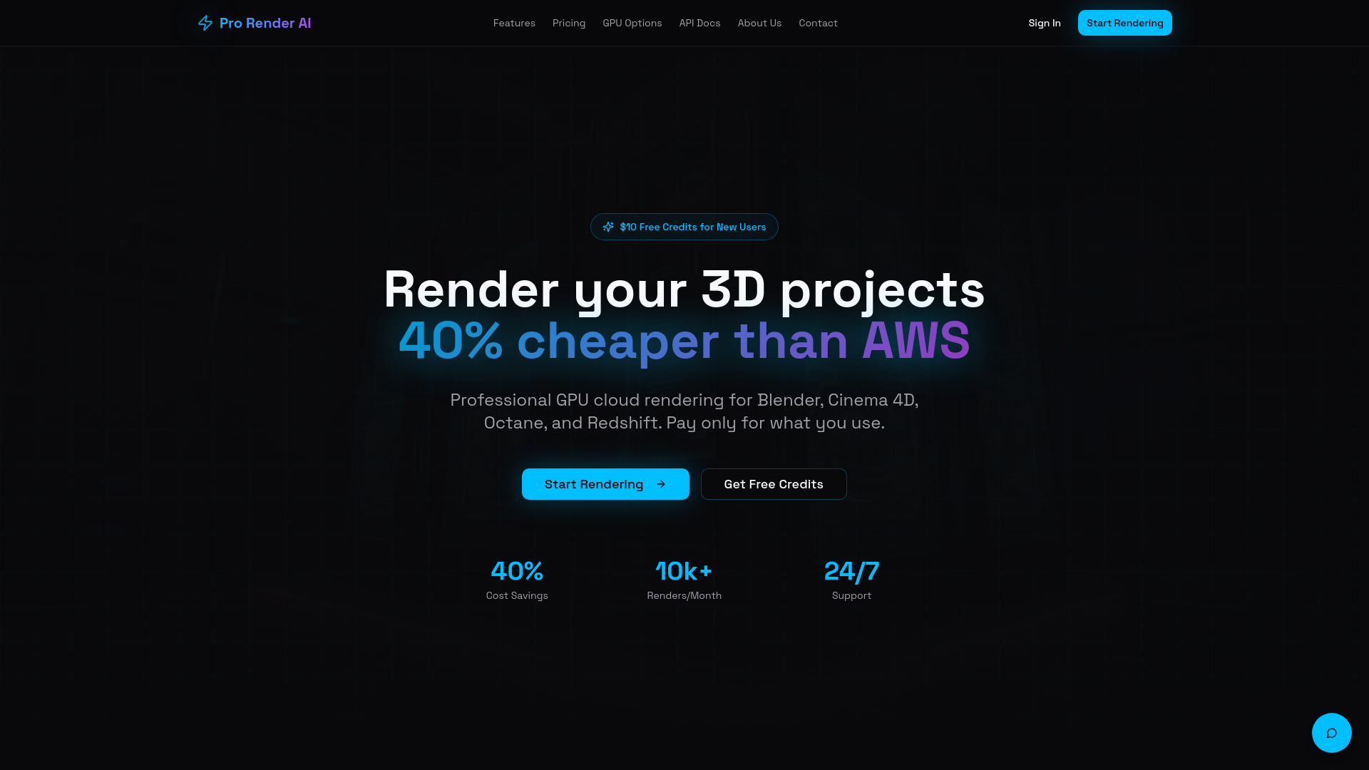Pro Render AI - GPU Cloud Rendering Platform for 3D Artists