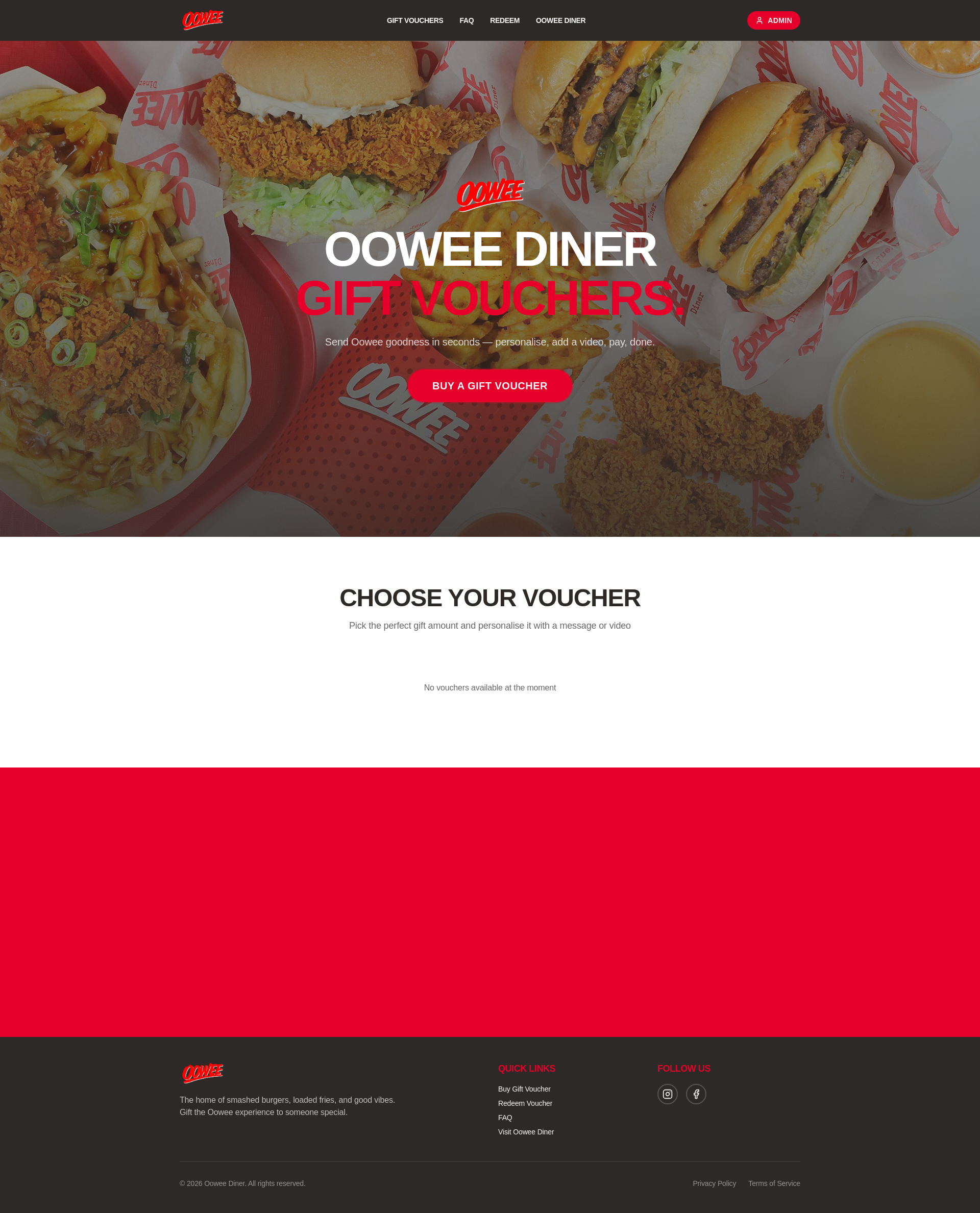 Oowee Diner Gift Vouchers