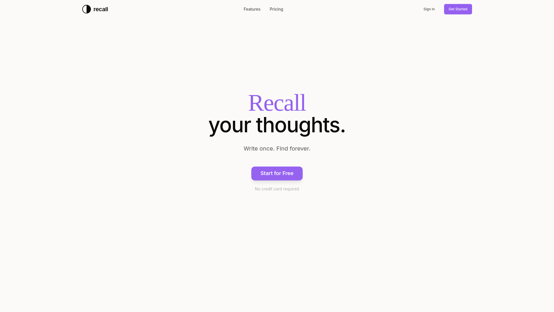 Recall — Your thoughts, instantly searchable