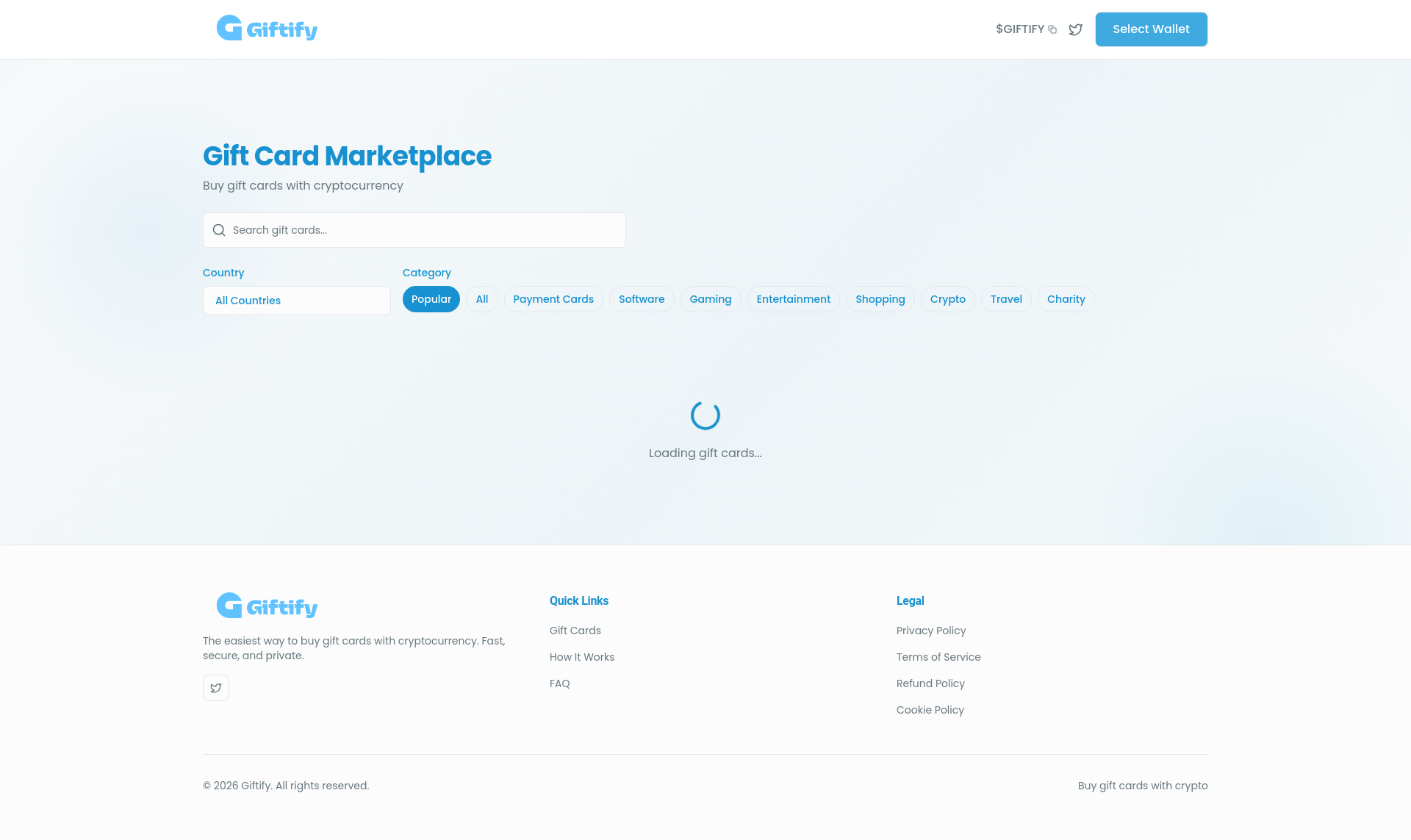 Giftify - Buy Gift Cards with Crypto | Bitcoin, Ethereum & More