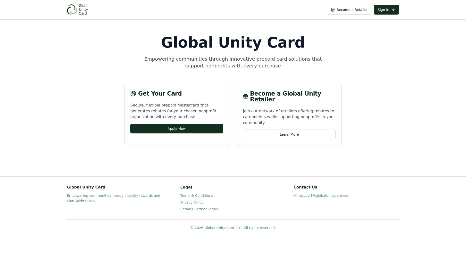 Unity Card Promotion Global Unity Card