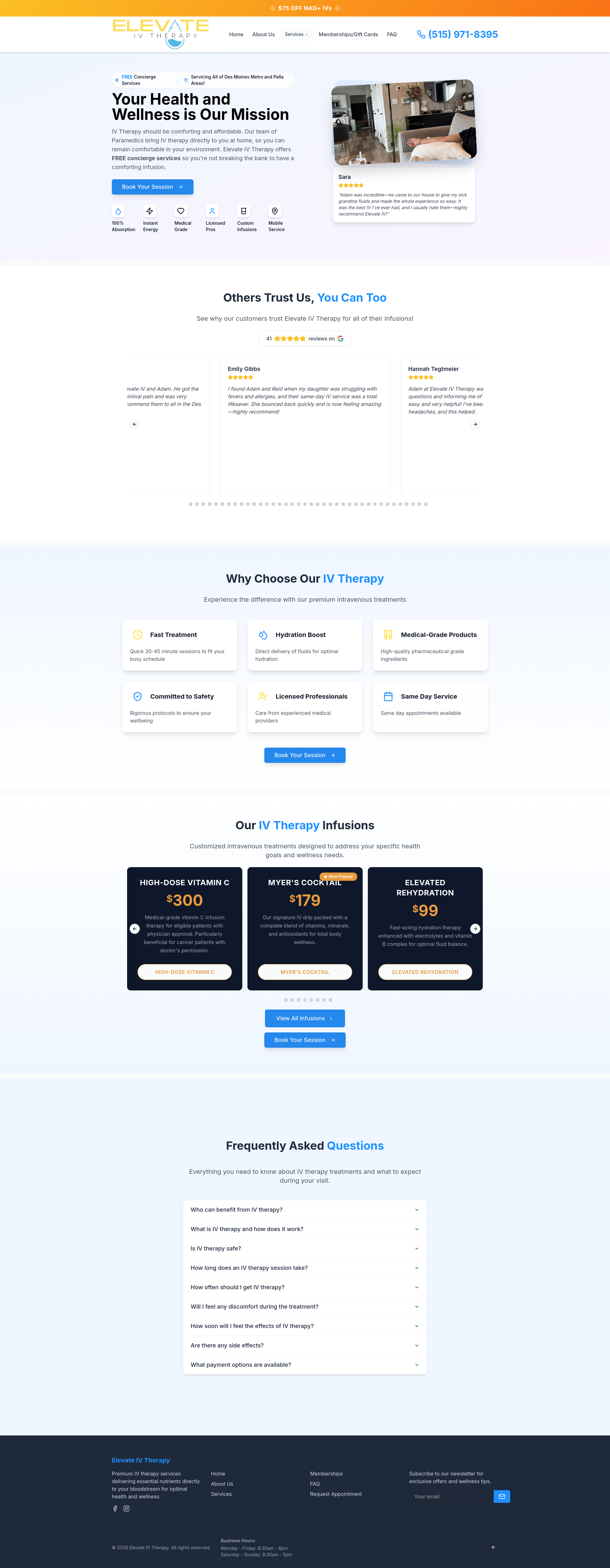 Elevate IV Therapy | Premium Mobile IV Services in Des Moines