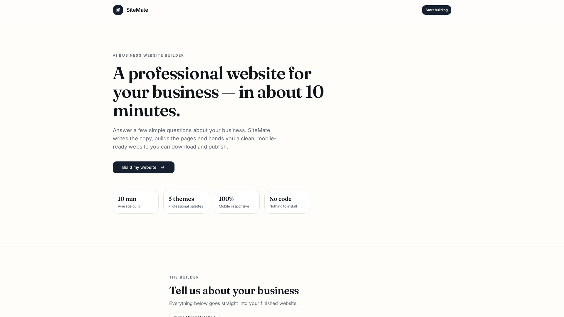 SiteMate — AI Business Website Builder