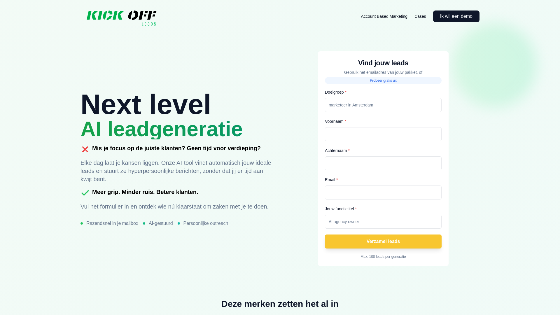 Next level AI leadgeneratie | Kick Off Leads