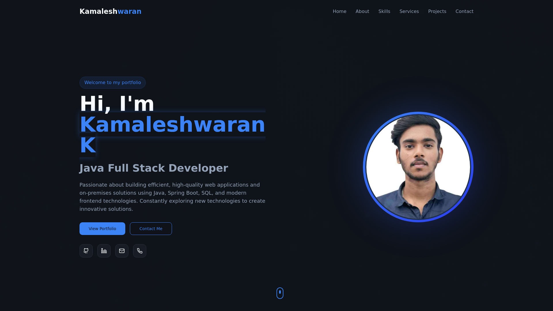 Kamaleshwaran K - Java Full Stack Developer Portfolio