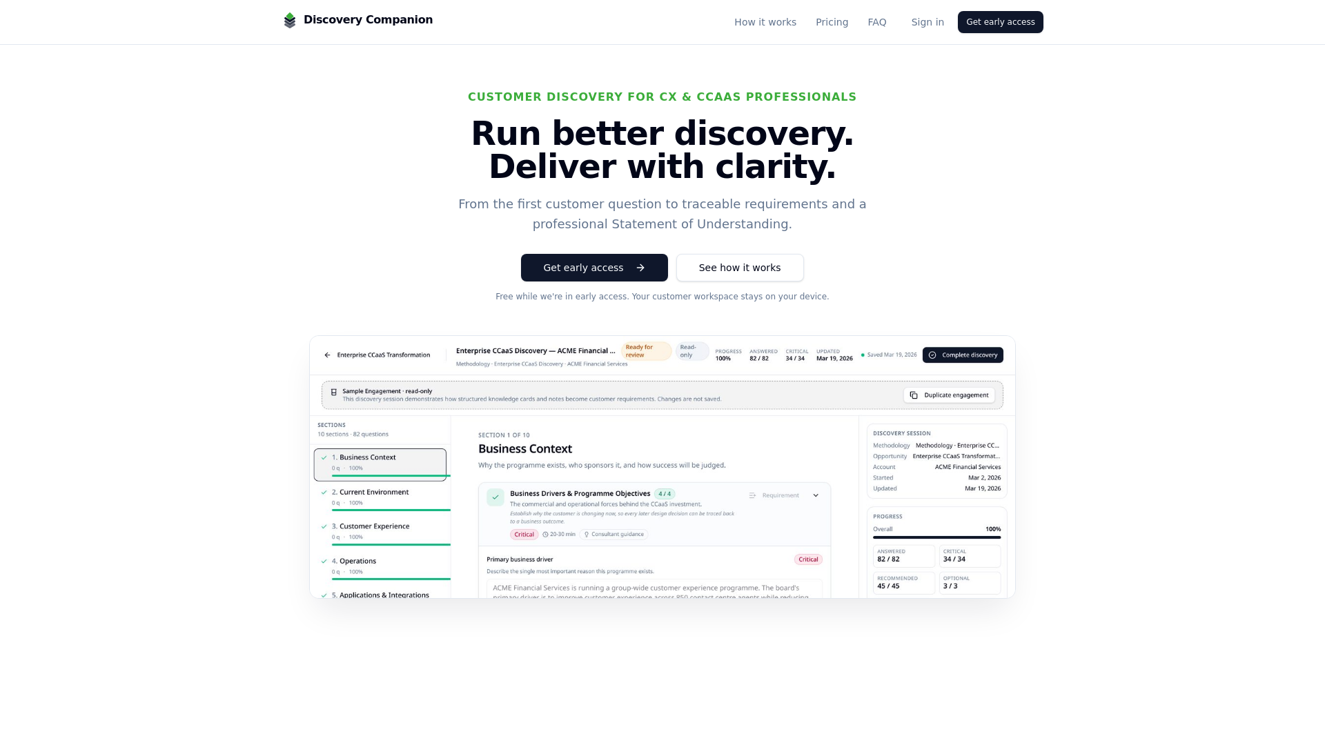 I built a tool for turning customer discovery into structured requirements — looking for honest fe logo