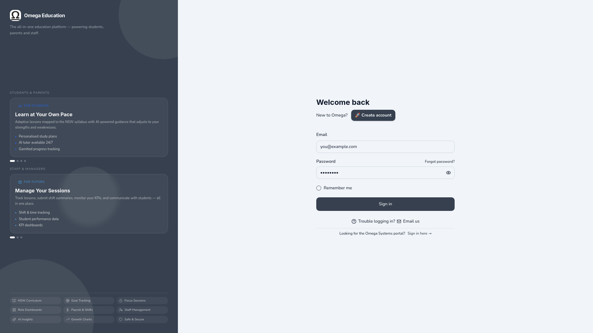 Omega Education — All-in-One Education Platform