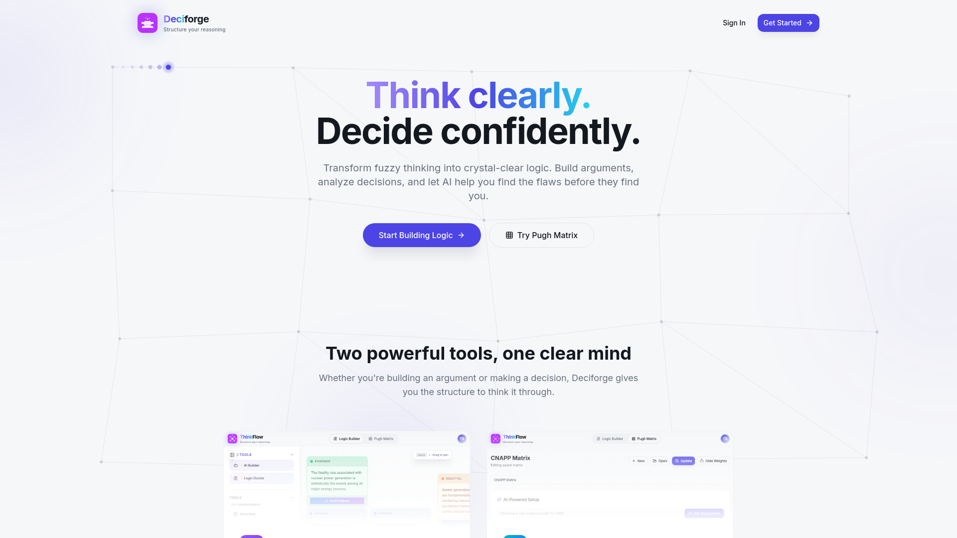 Deciforge - AI-Powered Argument Mapping & Decision Making