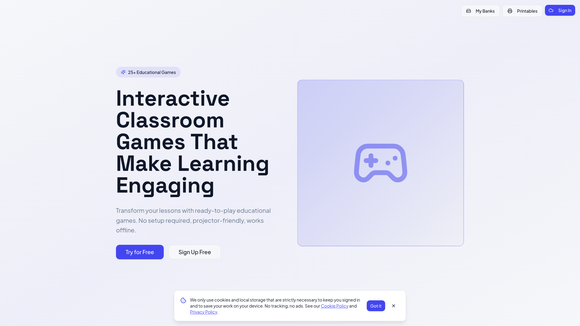 Game Hub - Interactive Classroom Games | 25+ Educational Games for Teachers