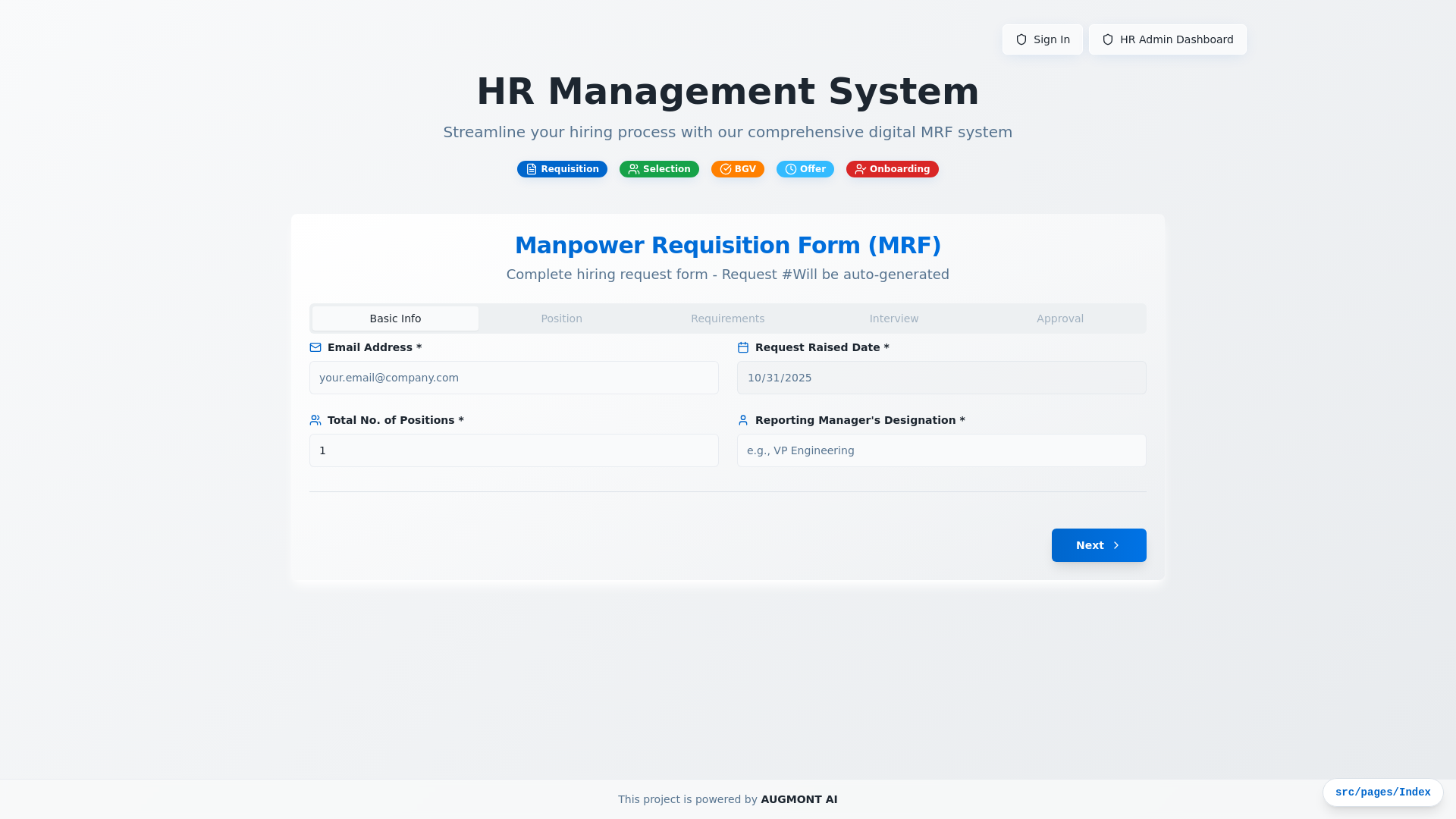 HR Management System - MRF