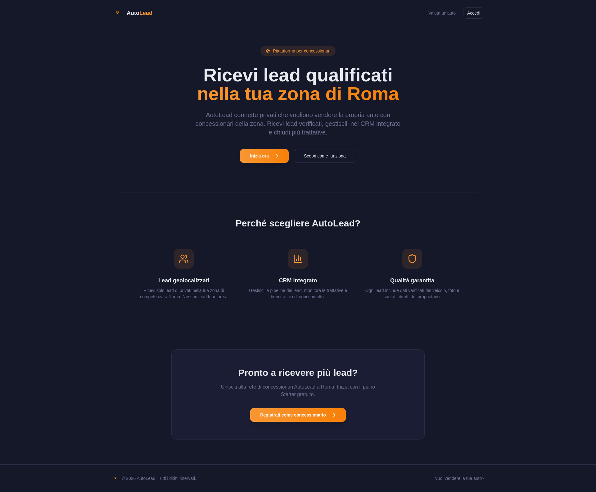 AutoLead — Lead auto usate per concessionari a Roma