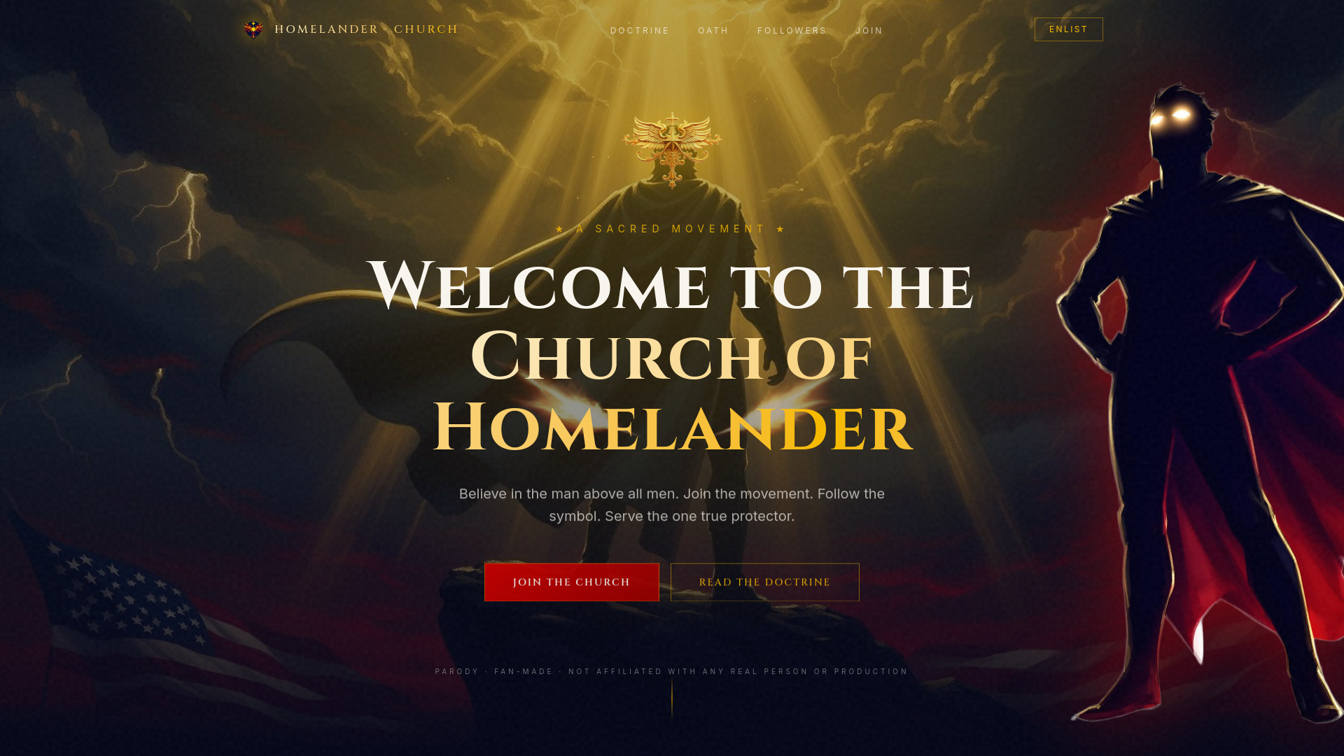 Church of Homelander — Join the Cult of the Man Above All Men
