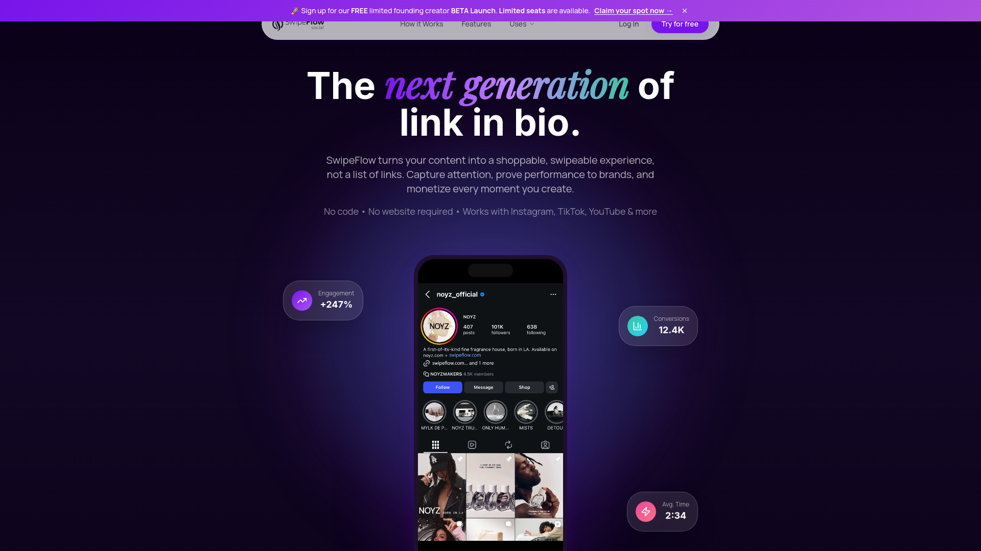 Swipe Flow Social - The Next generation of link in bio