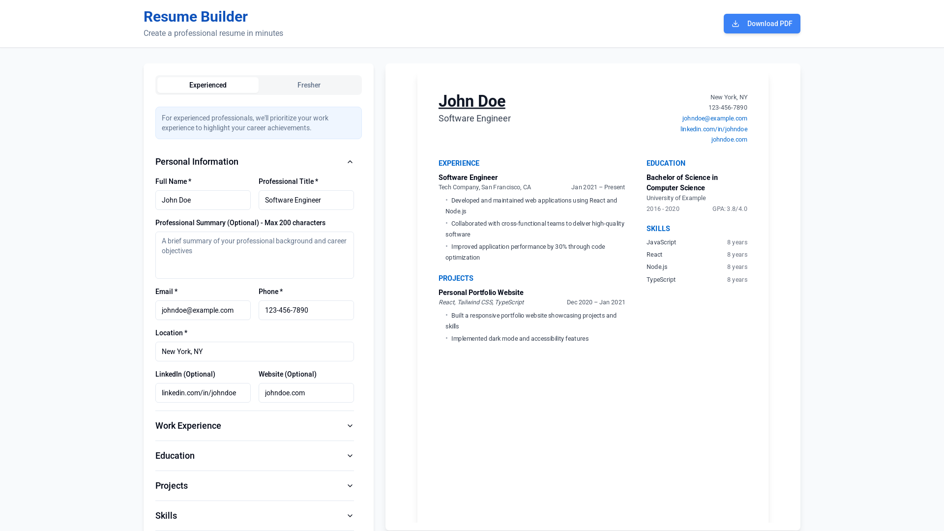Smart Online Professional Resume Solution