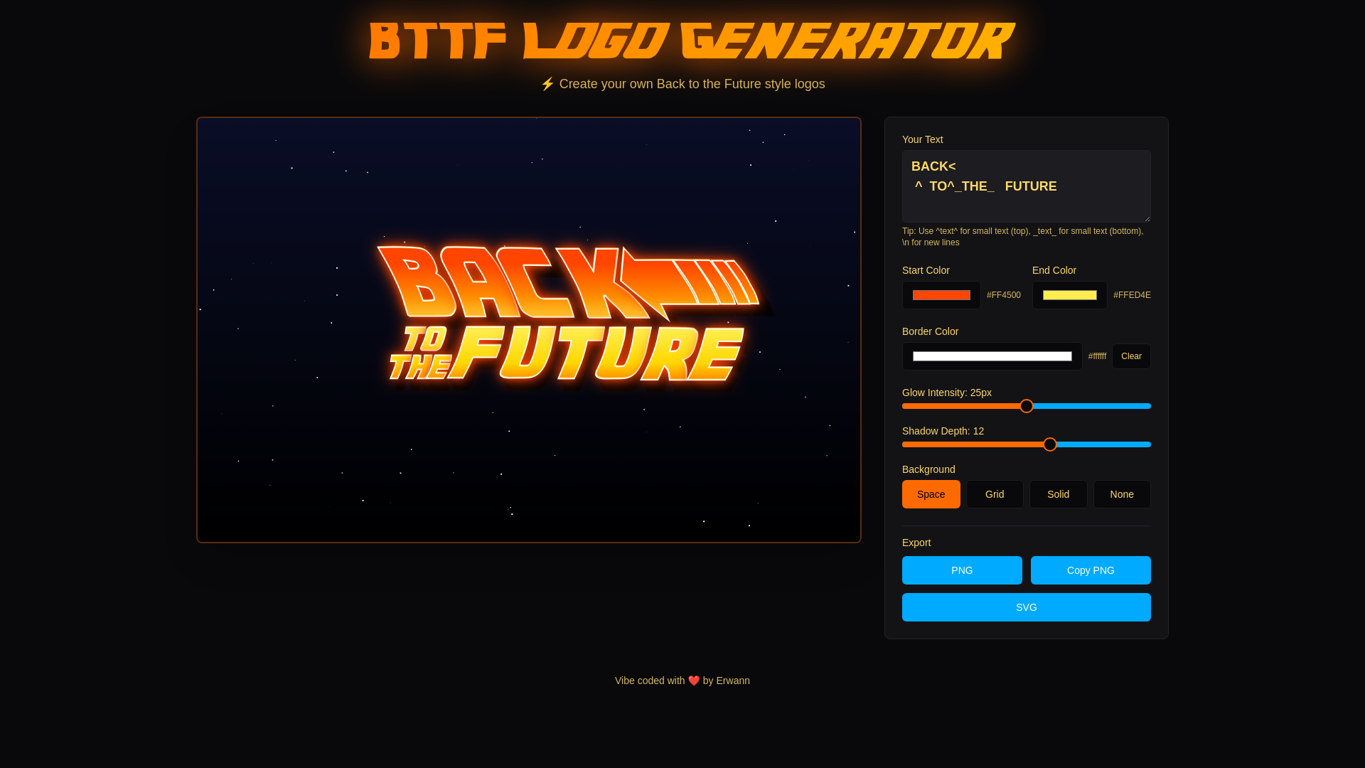 BTTF Logo Generator - Back to the Future Style Text