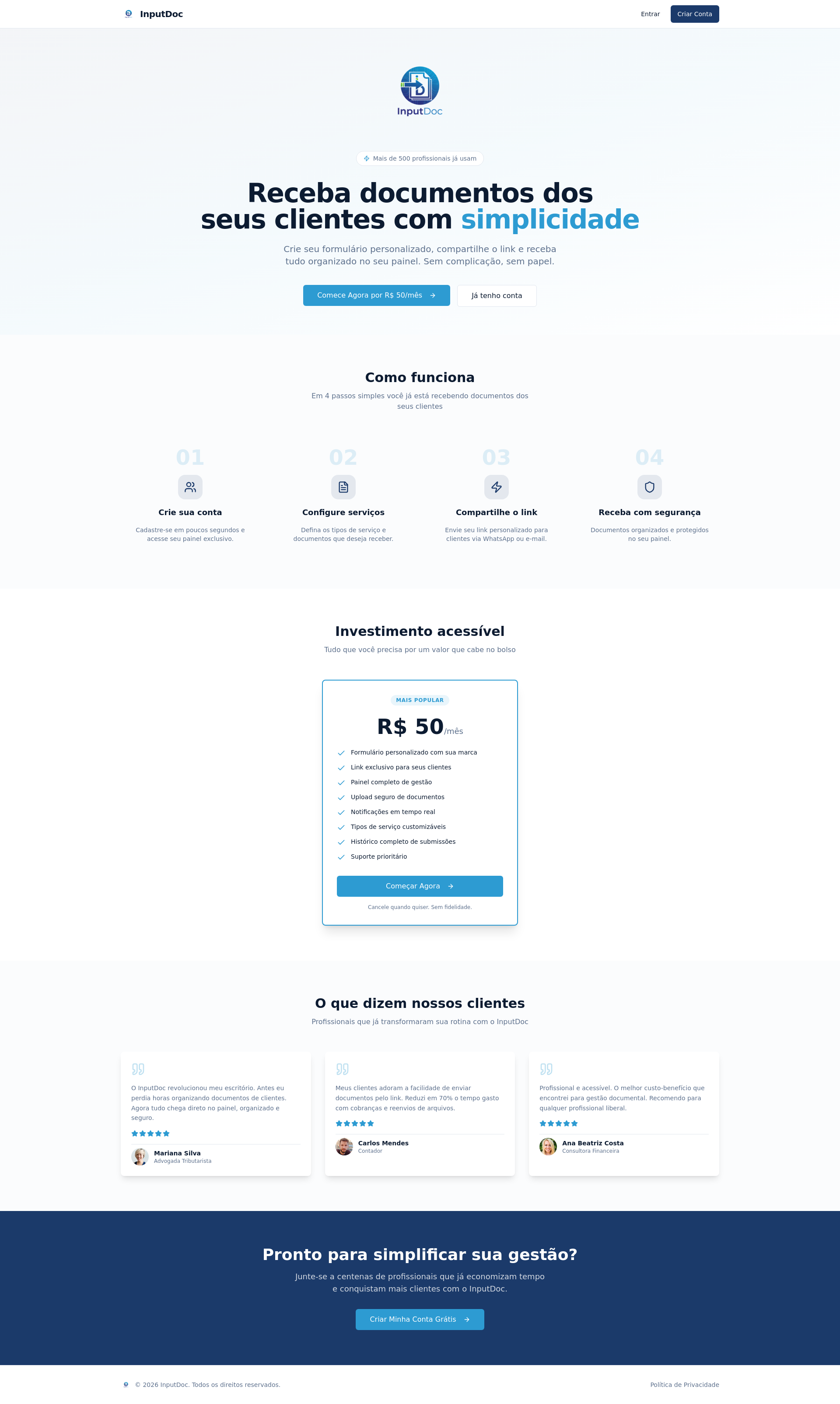 InputDoc - Gestão de Documentos Inteligente