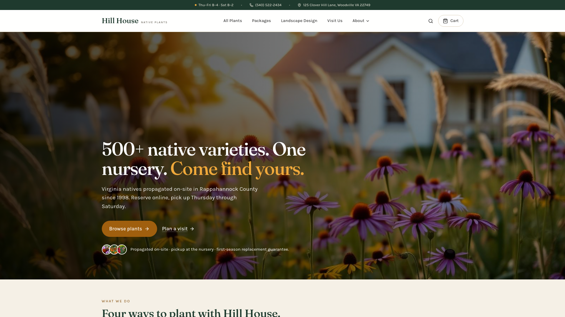 Plan your visit, Hill House Native Plants