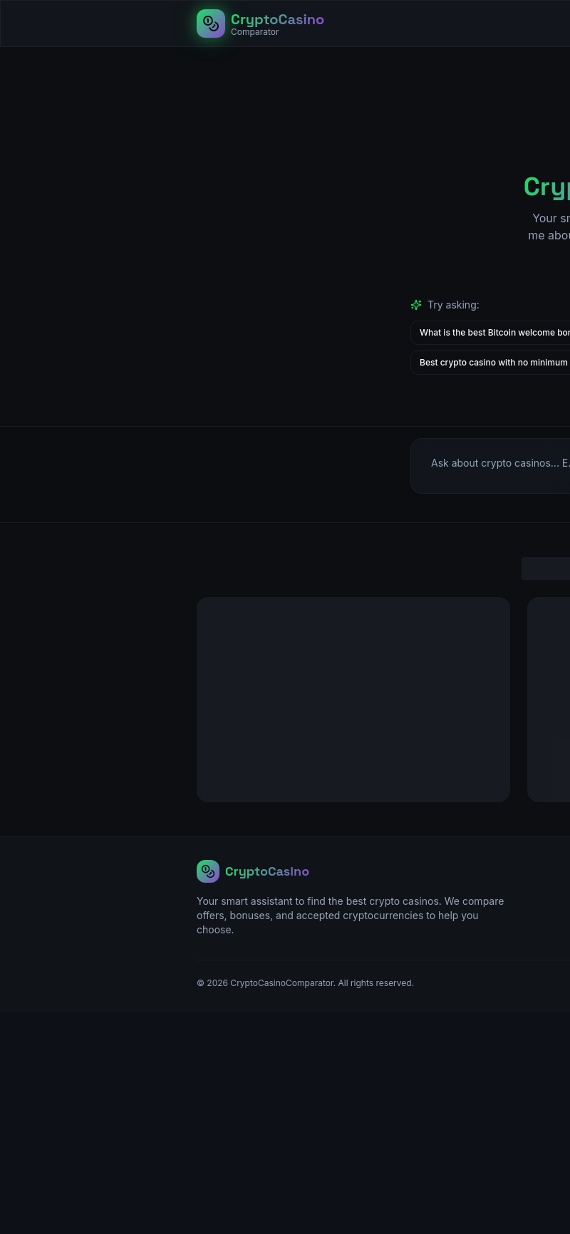 CryptoCasino Comparator - Encuentra los mejores casinos crypto