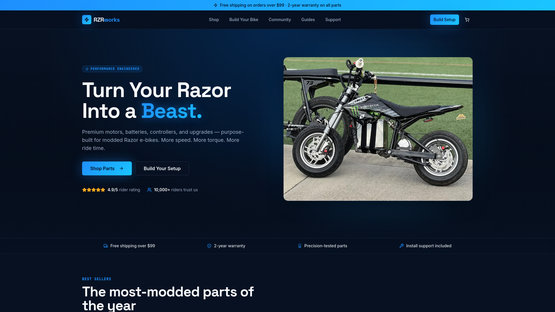 Modded Razor Handebars RZRworks — Performance Parts for Modded Razor E-Bikes