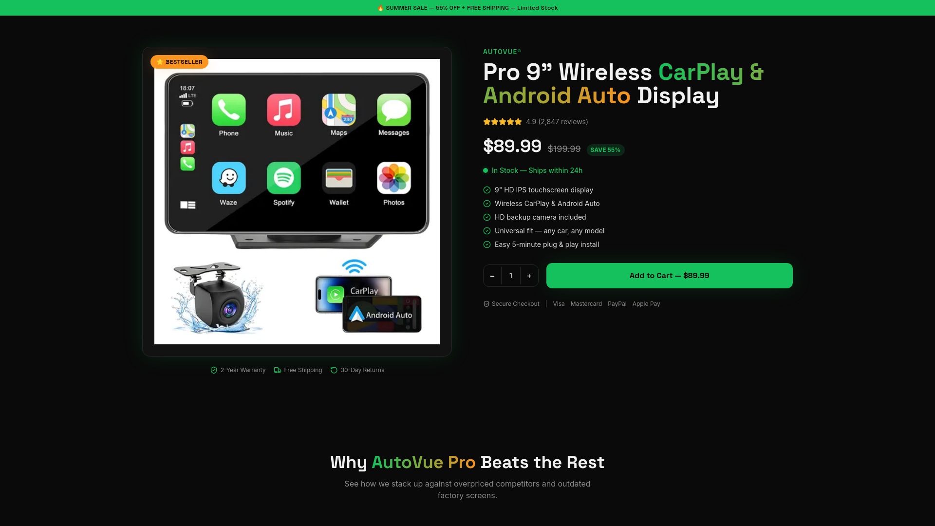 AutoVue Pro — Wireless CarPlay & Android Auto Display | Official ...