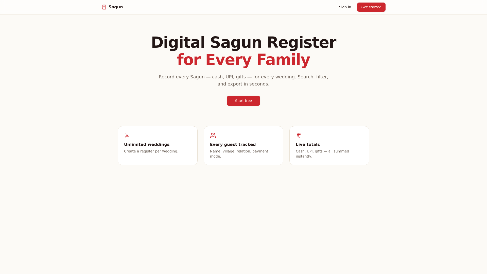 Sagun — Digital Sagun Management System for Indian Families