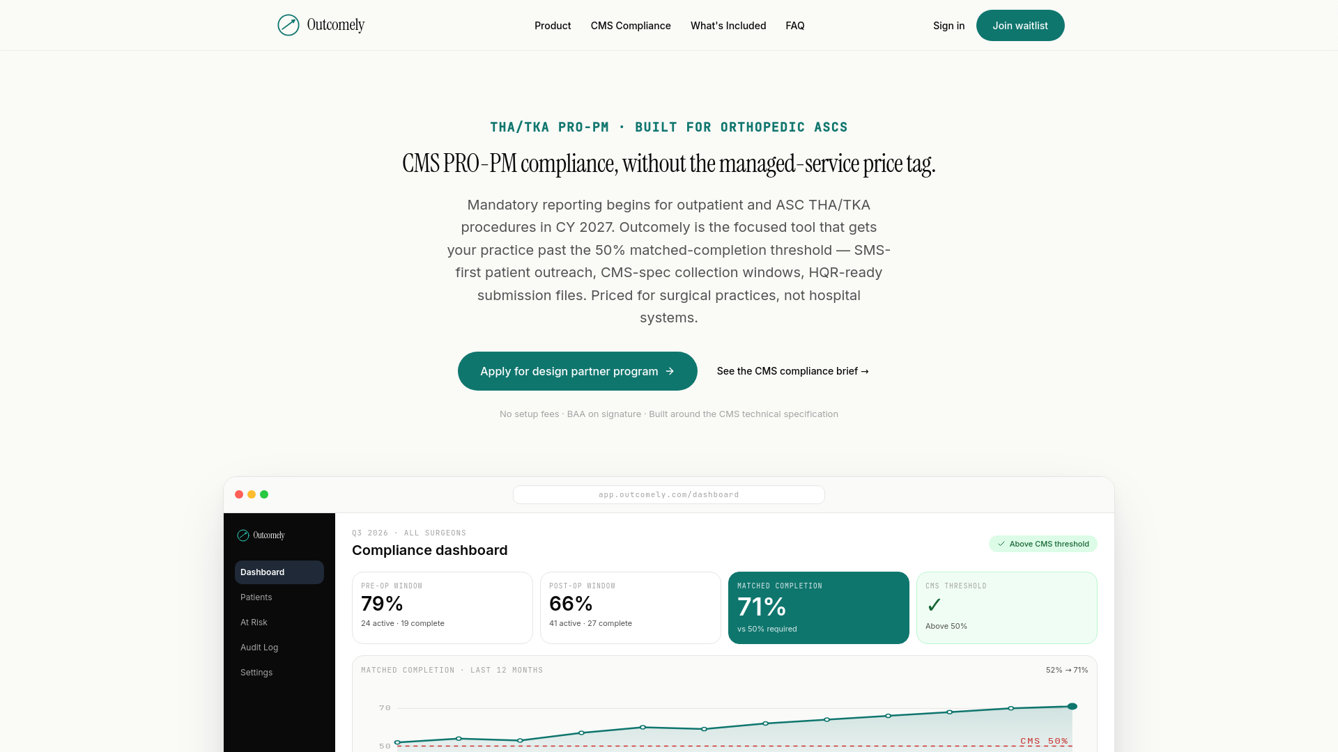 CMS Compliance — THA/TKA PRO-PM, TEAM, MIPS | Outcomely