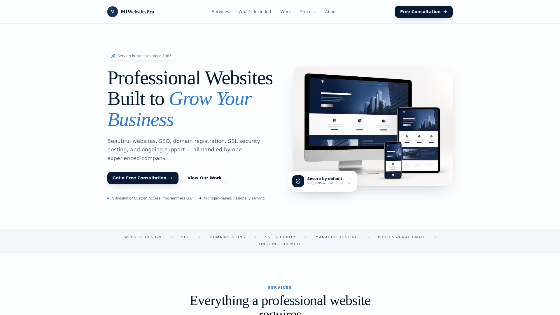 MIWebsitePros.com website preview
