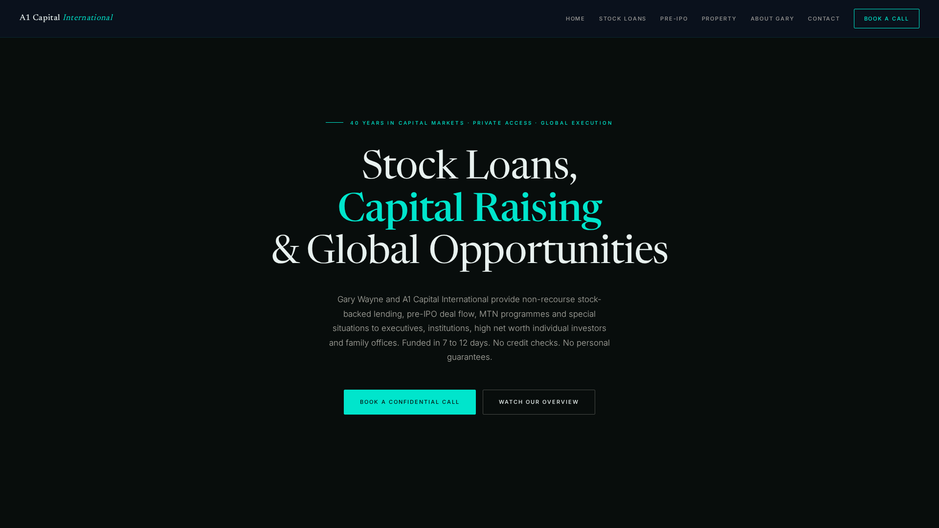 Pre Cap Structer Stock-Backed Lending | A1 Capital International
