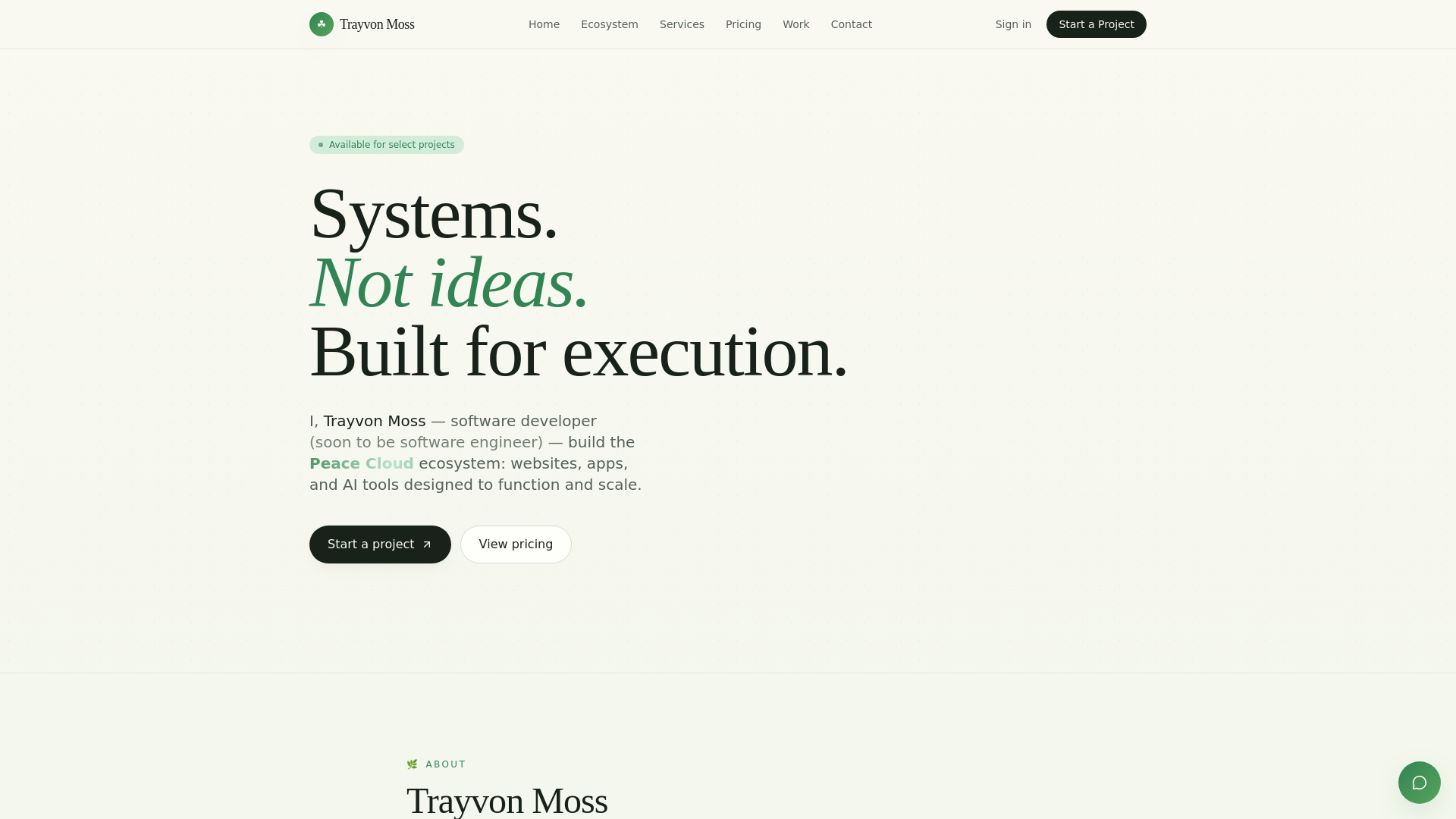 Trayvon Moss — Software Engineer & Founder of PeaceHealthAI