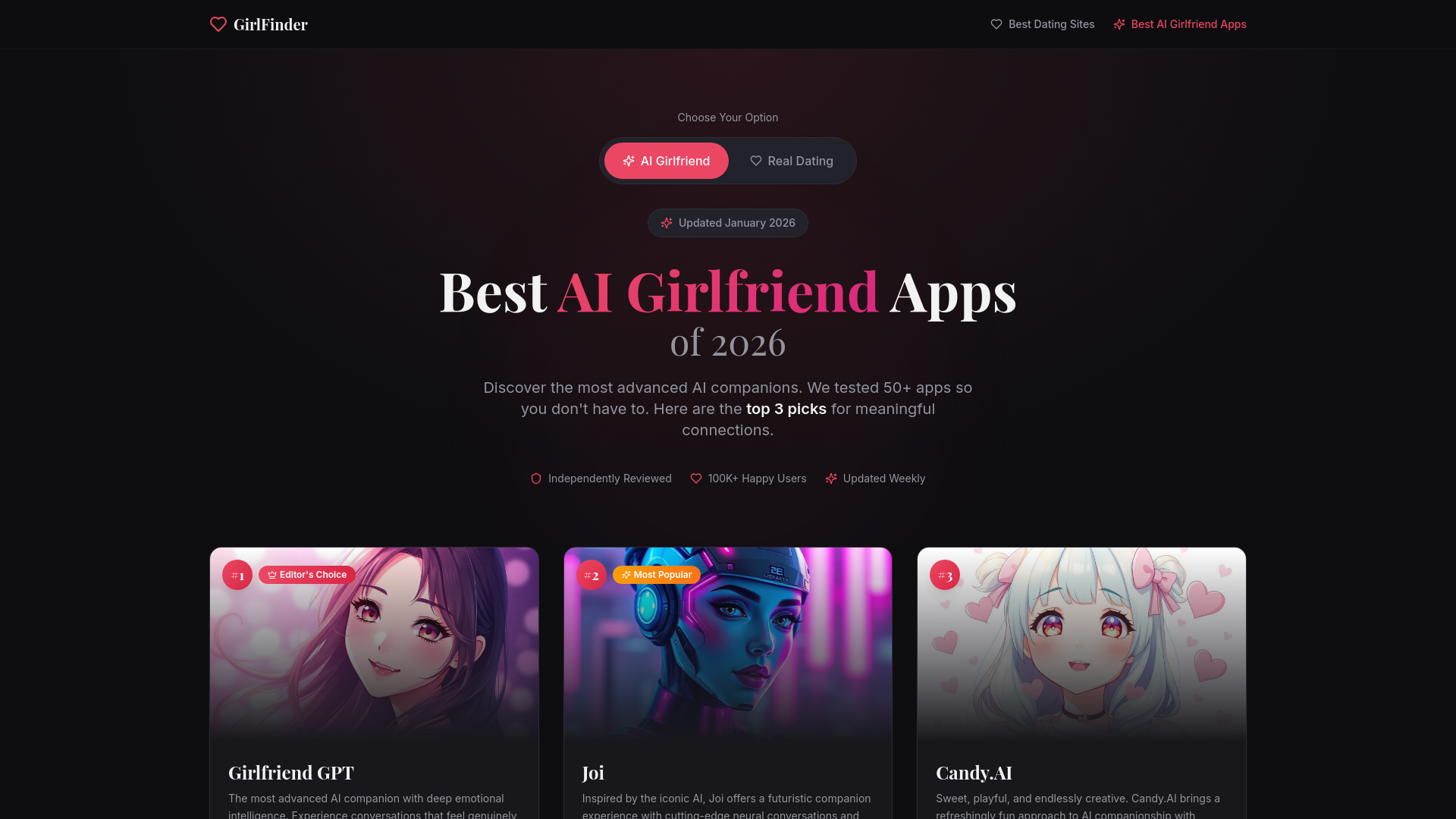 Best AI Girlfriend Apps 2026 - Top 3 Picks Reviewed