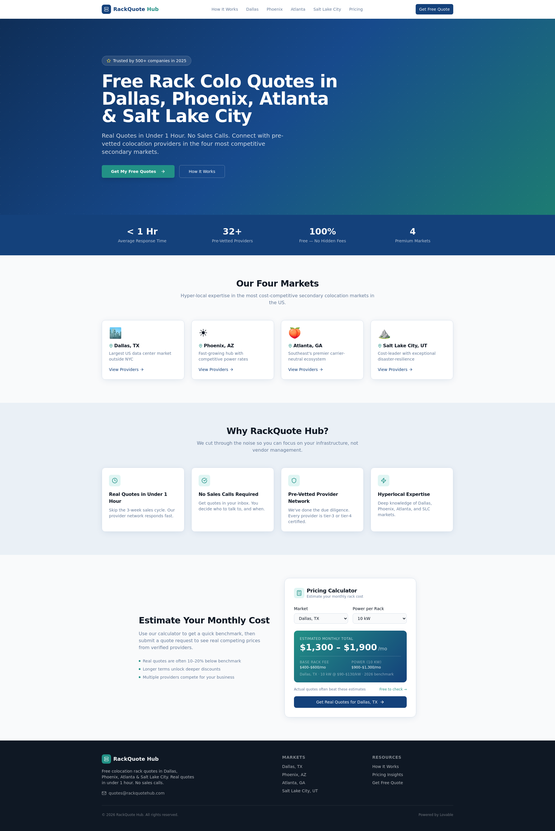 RackQuote Hub — Free Colocation Rack Quotes | Dallas, Phoenix, Atlanta ...