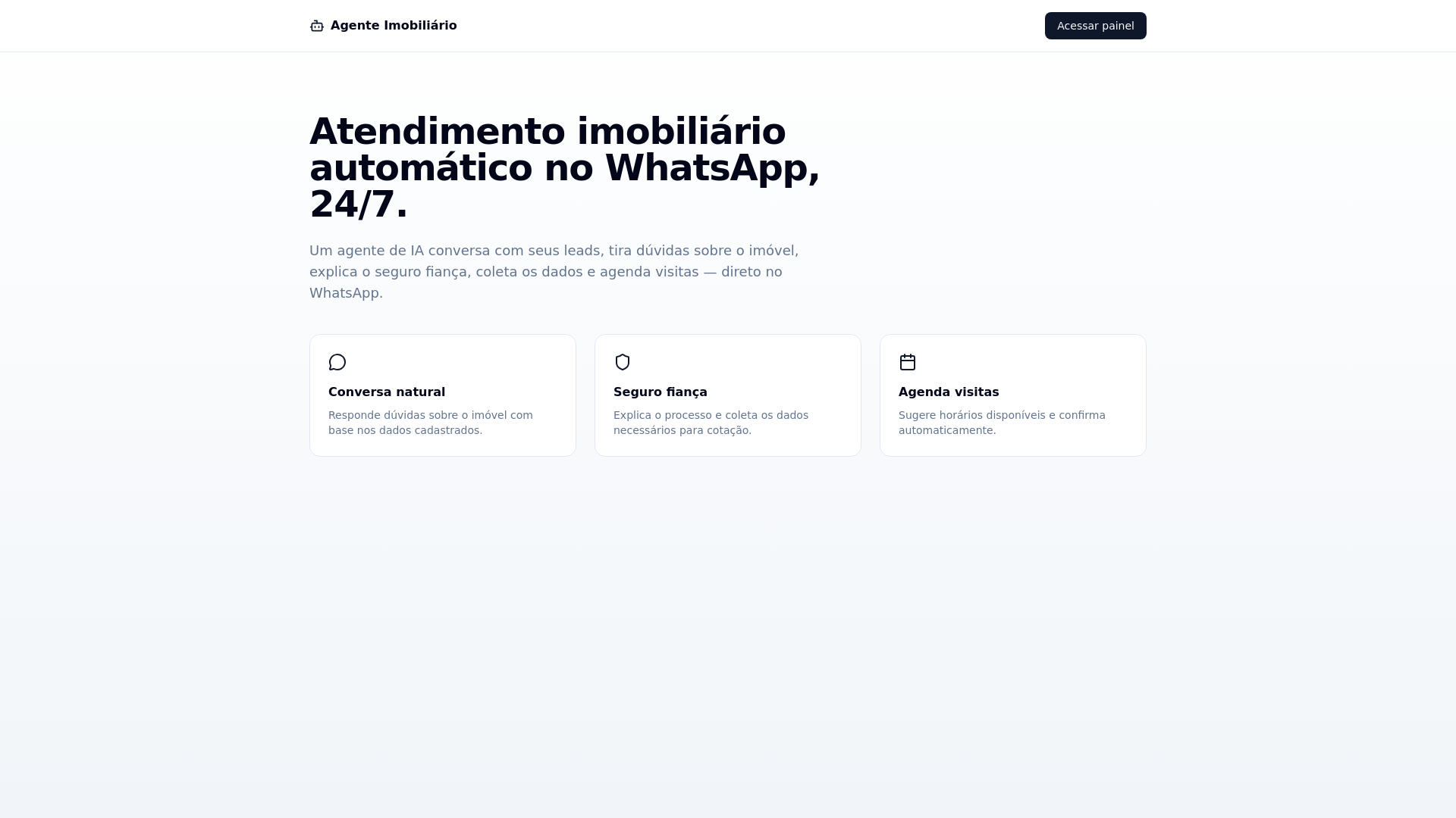 Agente Imobiliário WhatsApp — Atendimento automático com IA