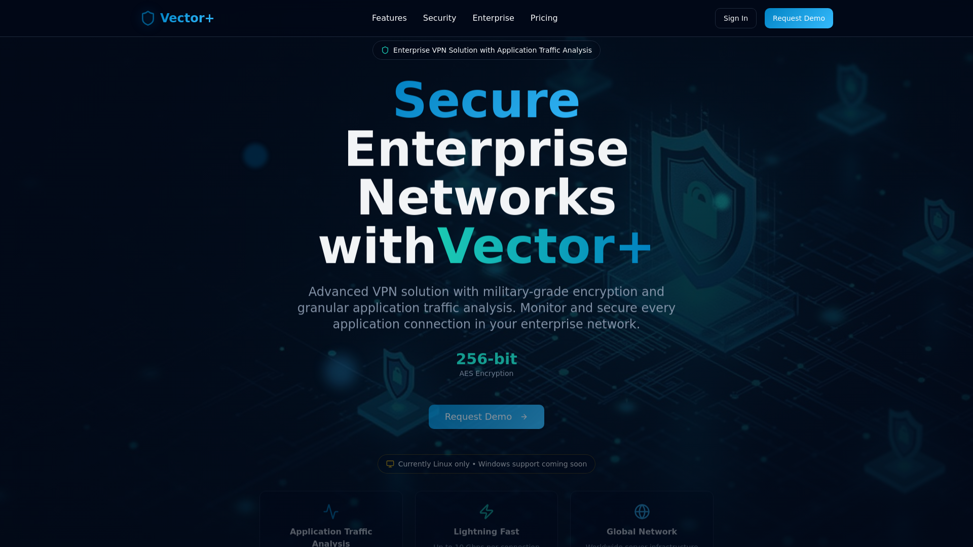 Vector+ Enterprise VPN — Application Traffic Analysis