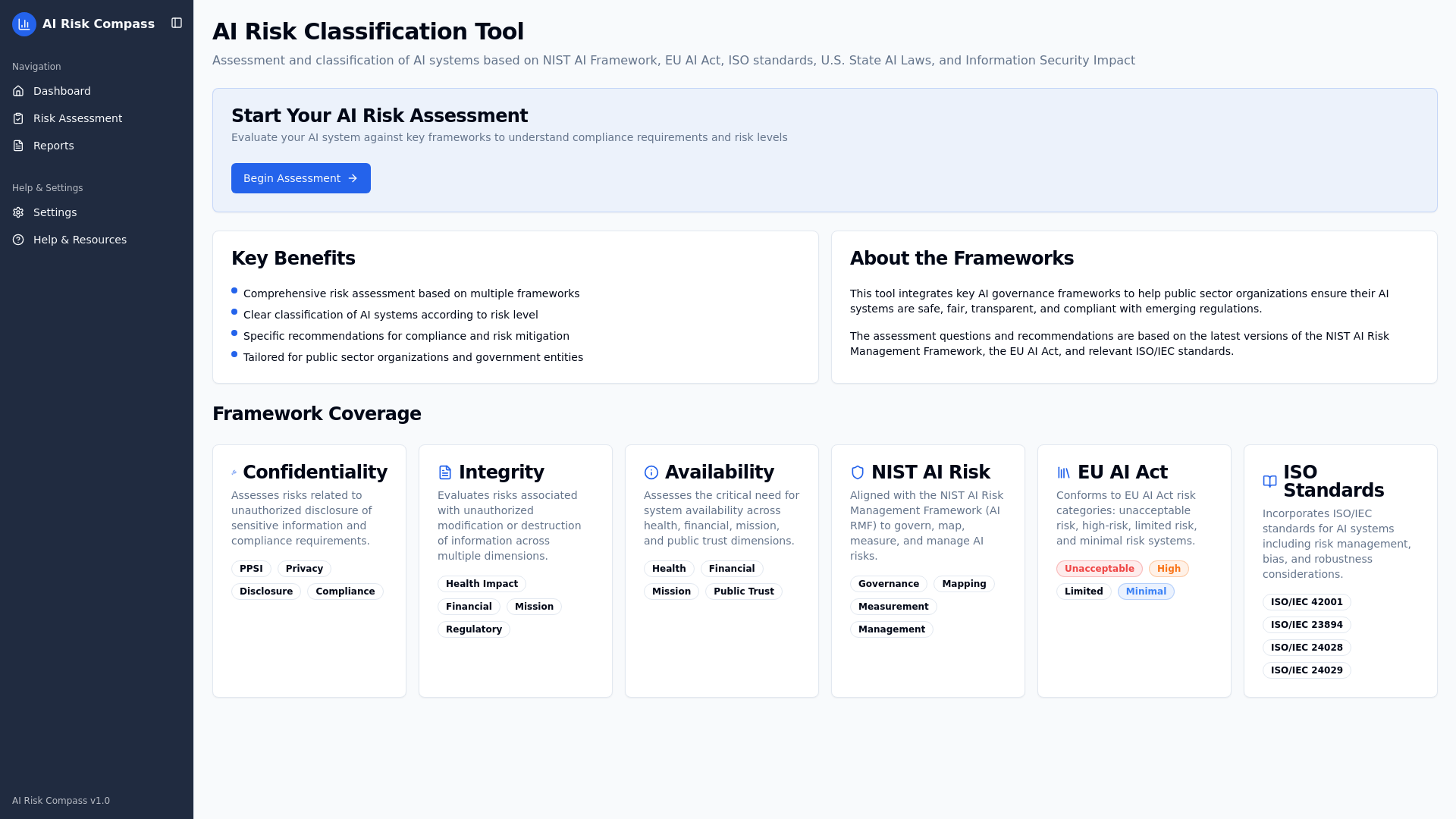 AI Risk Classification Tool