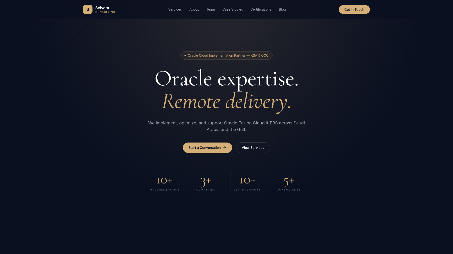Selvora Consulting — Oracle Cloud Implementation Partner | KSA & GCC