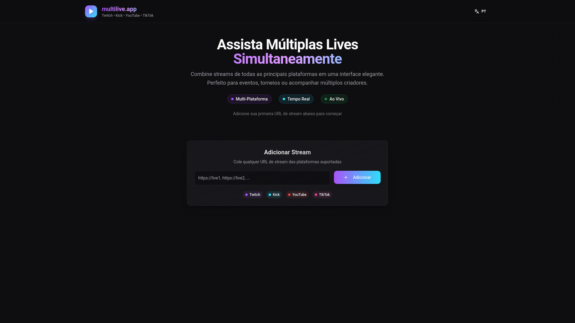 Multi Stream Viewer multilive.app - Multi-Stream Viewer for Twitch, Kick & YouTube