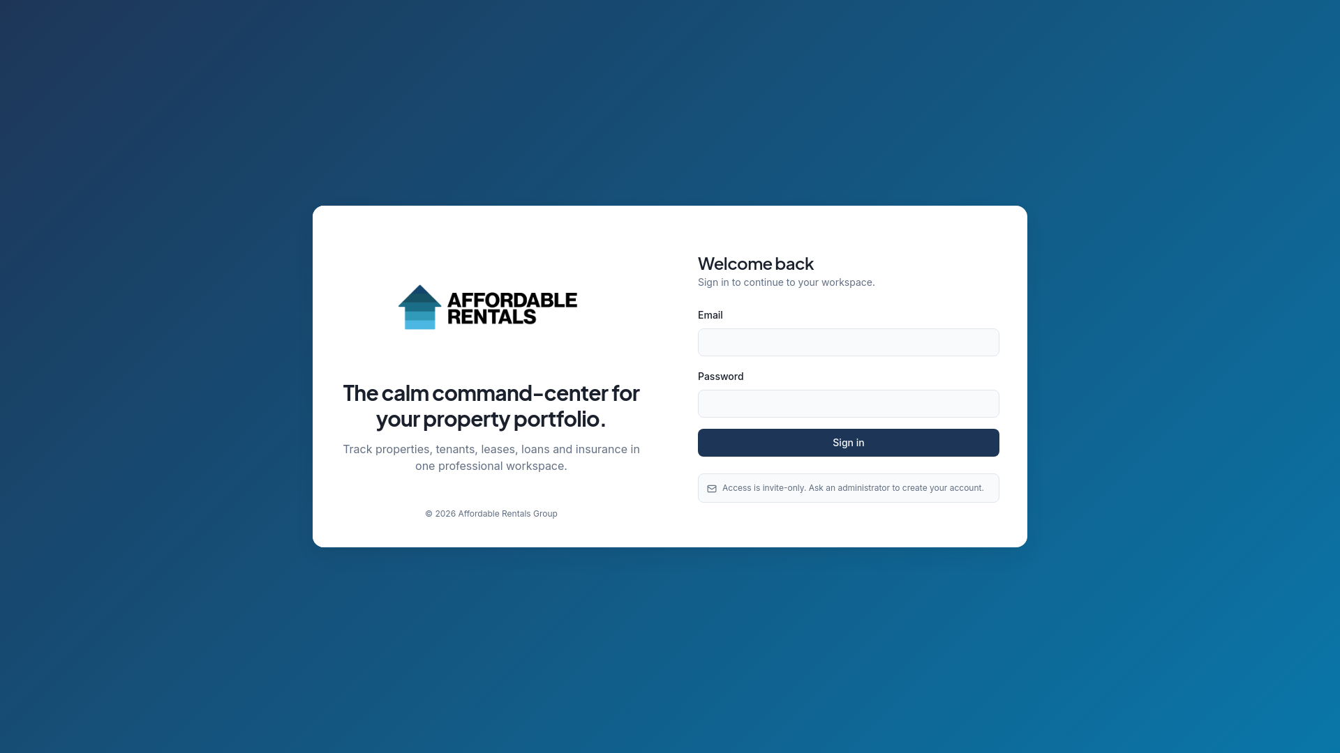 Df Group Rental Sign in — Affordable Rentals Group