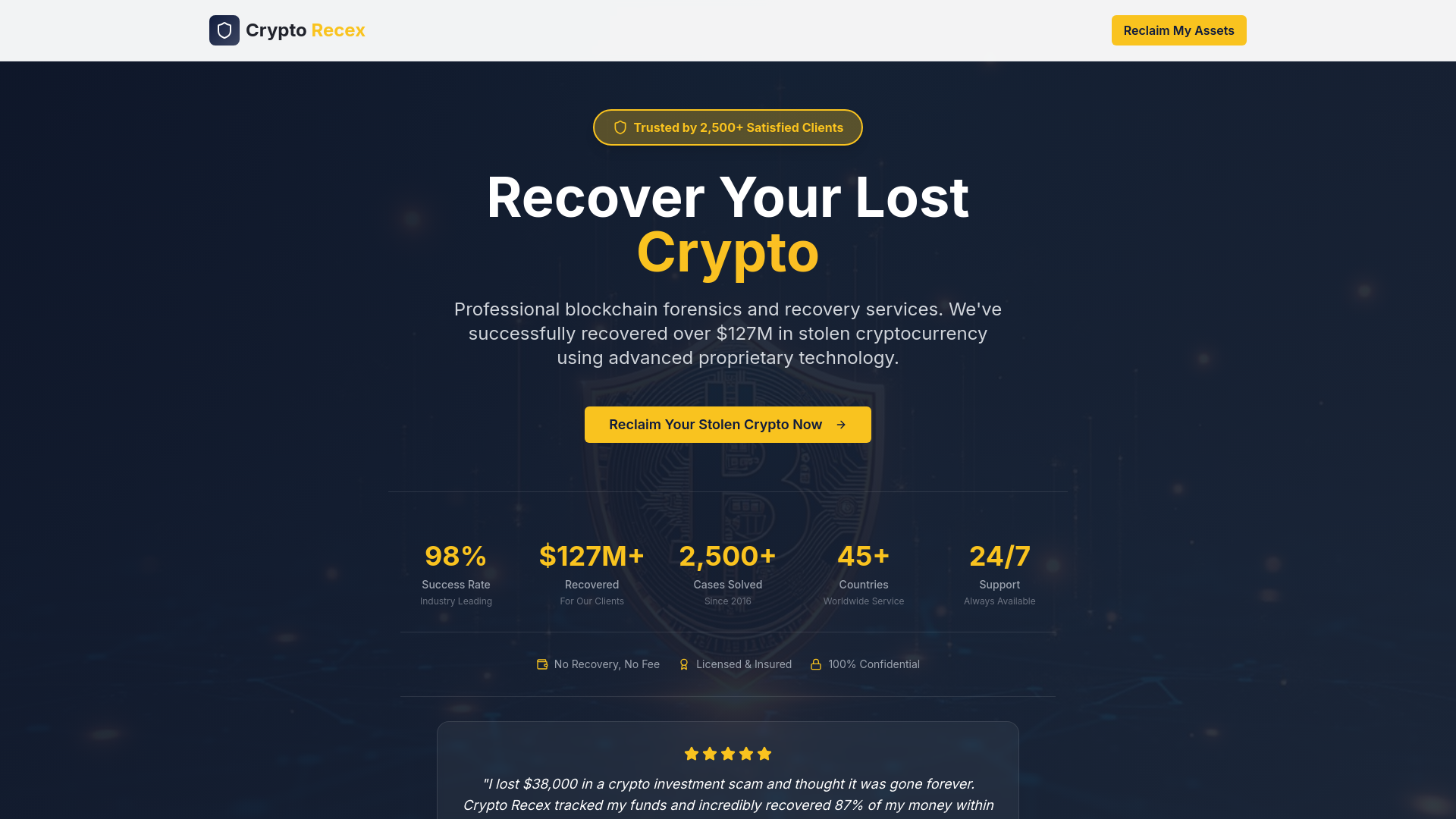 Crypto Recex - Professional Cryptocurrency Recovery Services