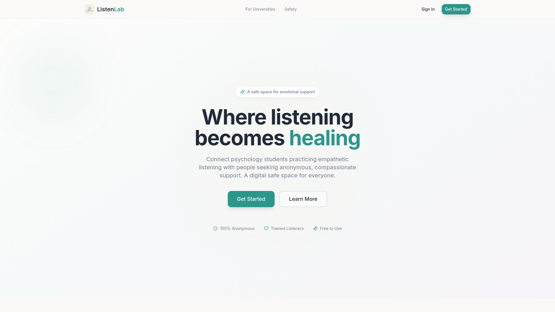 Listen Lab Sign ListenLab - Where Listening Becomes Healing