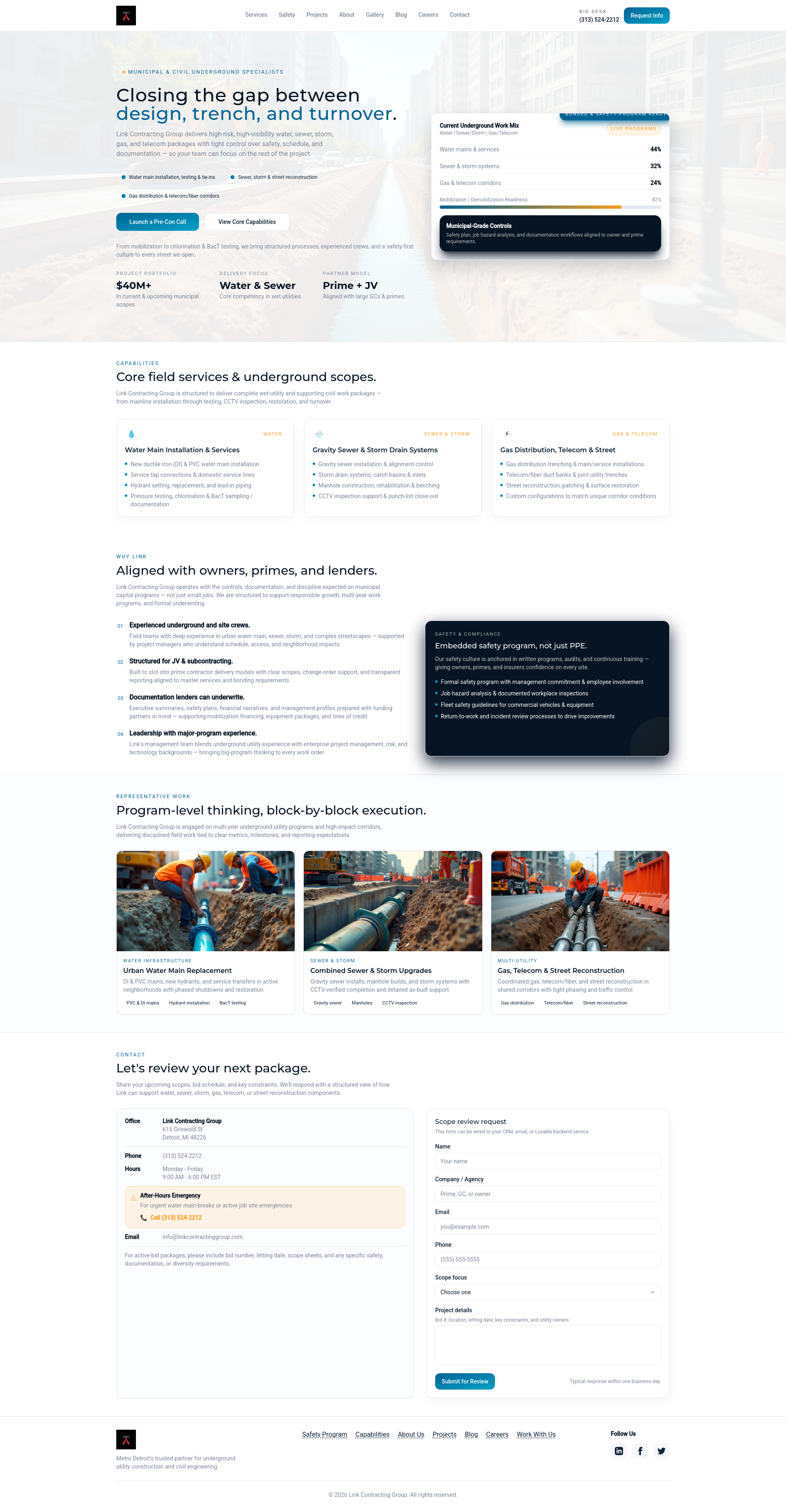 Link Contracting Group | Underground Utilities & Civil Construction